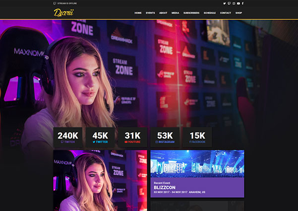 Djarii Influencer website design preview