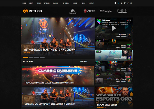 Method's esports and guild website design preview